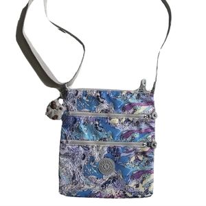 New Kipling Keiko Marble Multi Nylon Crossbody Bag +Melanie Monkey Key Chain